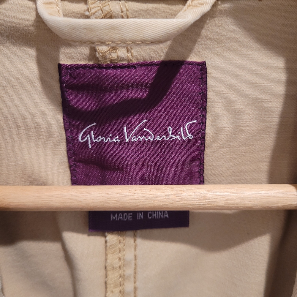Vintage Gloria Vanderbilt Beige Cotton Blazer Jacket - Picture 2 of 4
